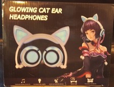 New Wired Cat Ear Kids Headphones Flashing Glowing Pink Cosplay Fancy Foldable