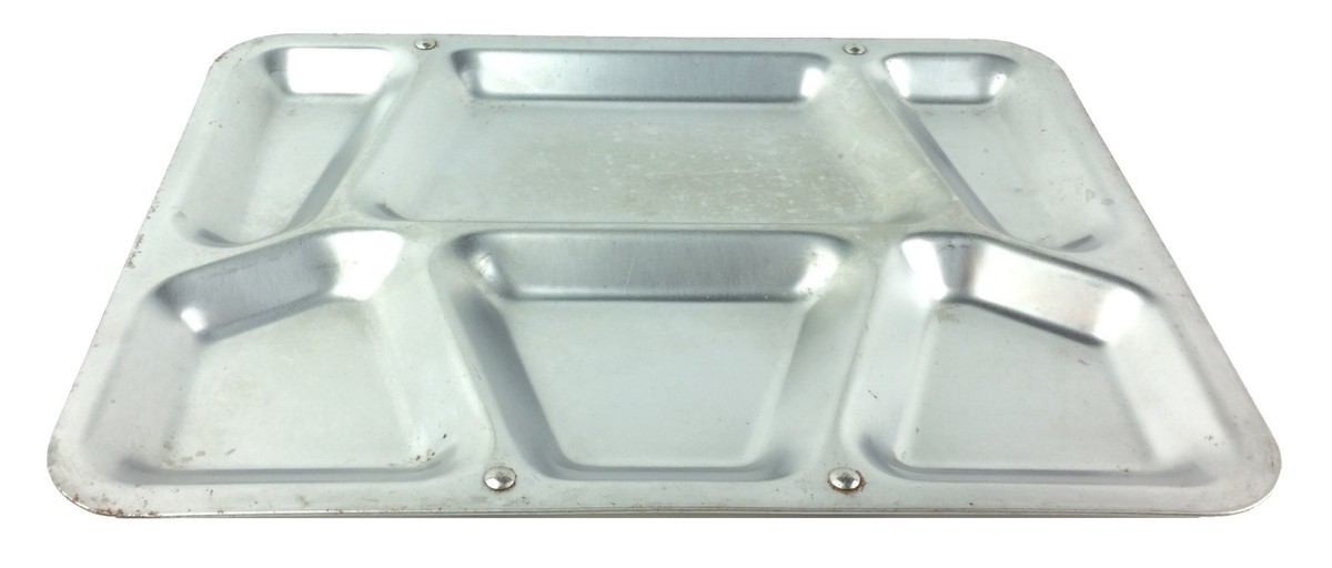 Eight 1941-1943 WWII Era Mess Hall Steel Cafeteria Trays US Navy