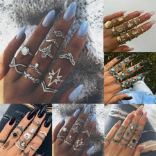 11pcs Silver/Gold Boho Stack Plain Above Knuckle Ring Midi Finger Set Gift Rings