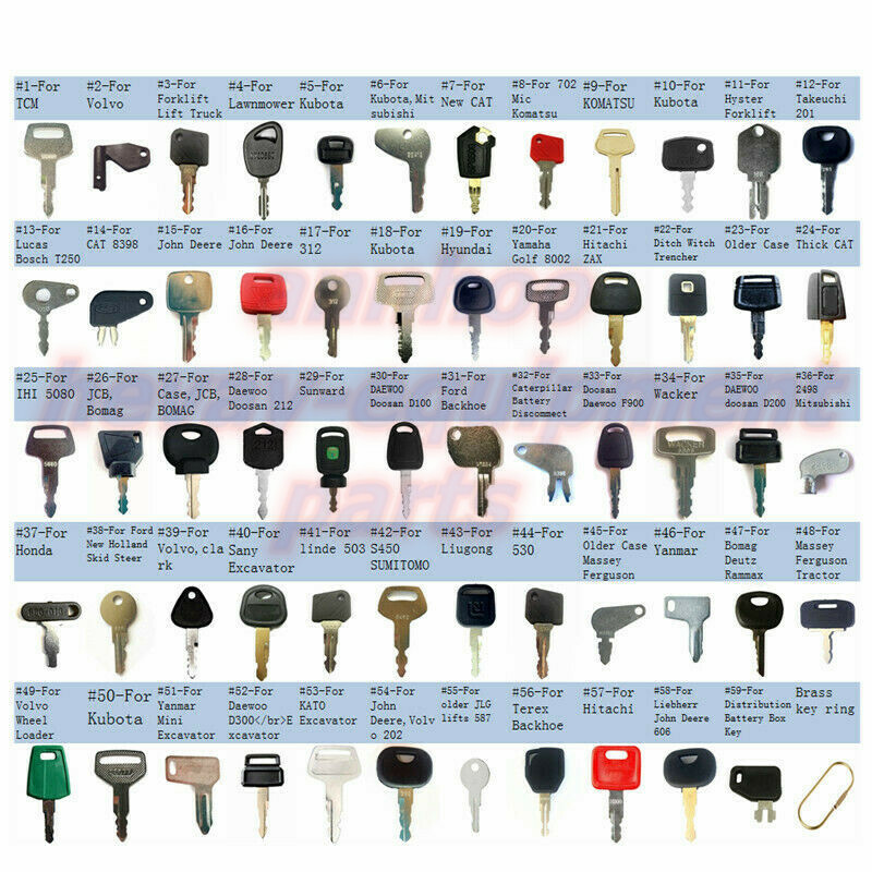 59pc Heavy Equipment Key Set Construction Ignition Keys for