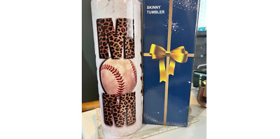 Baseball Mom 20 oz Skinny Tumbler w/ straw and cleaning brush 