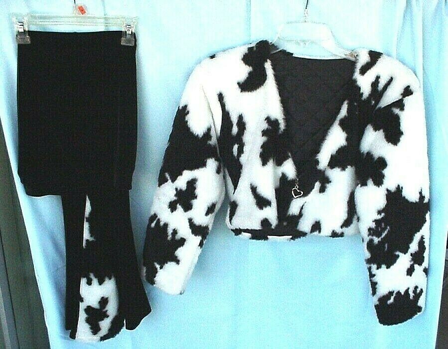 Cappotto pelliccia giacca cropped e pantaloni velluto set bianco e nero stampa pony pelliccia sintetica