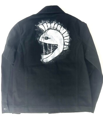 $1595 Burberry Men's London Black Canvas Mohawk Face Paint Jacket
