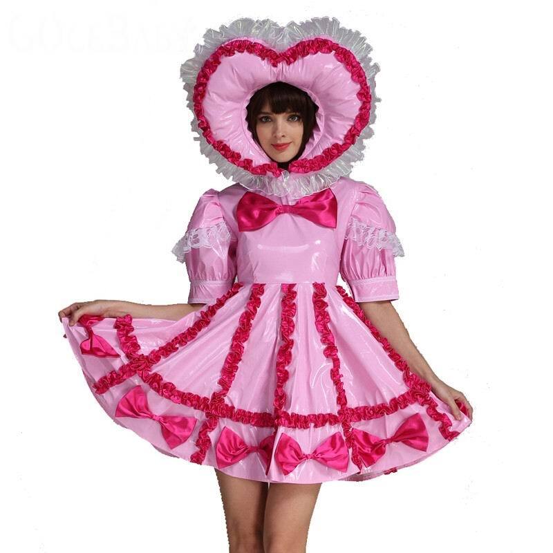 sexy sissy clothing sexy Girl sissy maid Satin lockable cross dressing Dress Cosplay CD/TV  Tailored main image 1
