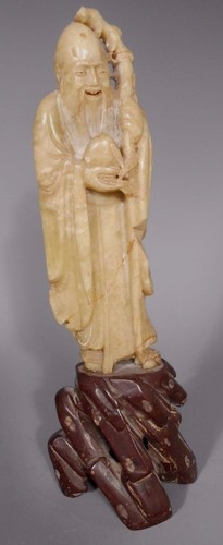 Fine China Chinese Heavy Stone Statue of Shou Lao Holding Staff Qing ca. 19th c. - Picture 1 of 12