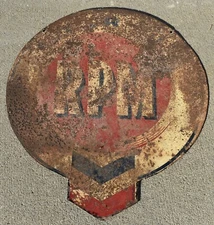 Vintage RPM MOTOR OIL GAS STATION 2-SIDED ADVERTISING SIGN