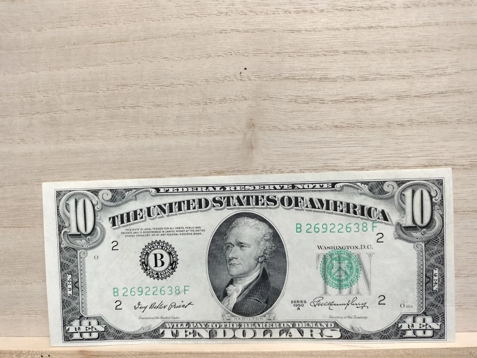 1950 A $10 US Federal Reserve Notes X5 Consecutively Numbered - Image 2 of 4