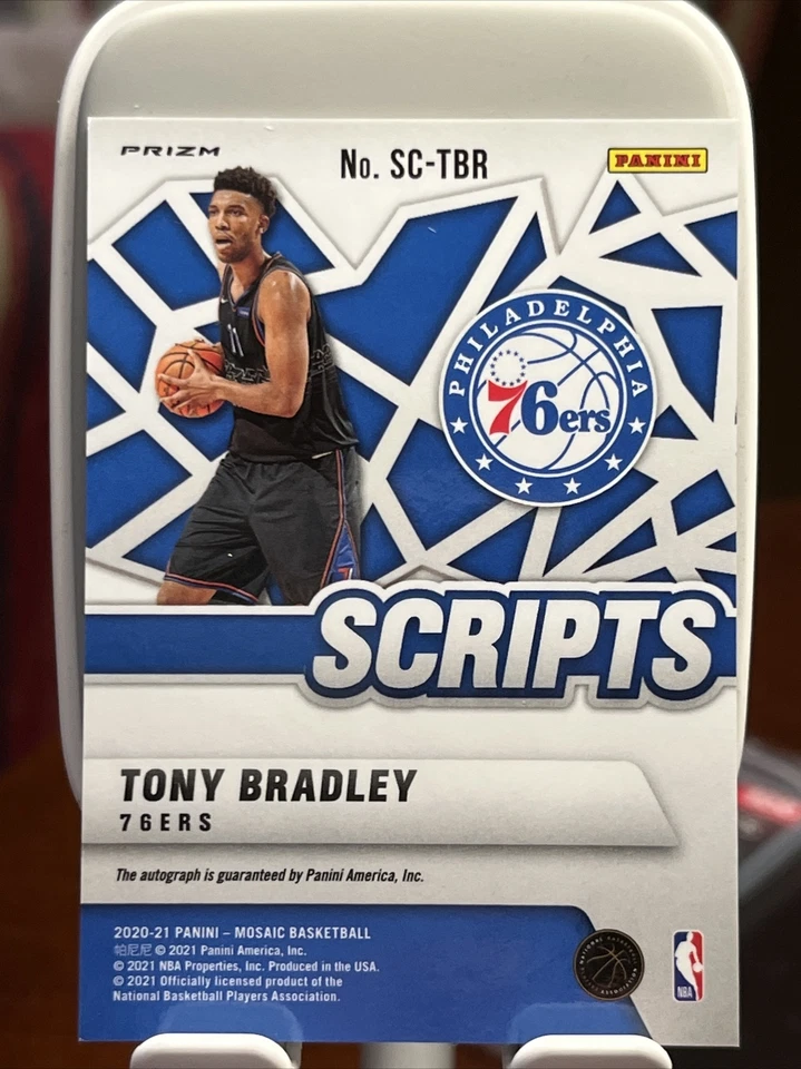 Tony Bradley Mosaic Scripts Auto Silver Prizm 2020-21 #SC-TBR Philadelphia 76ers - Image 2 of 2