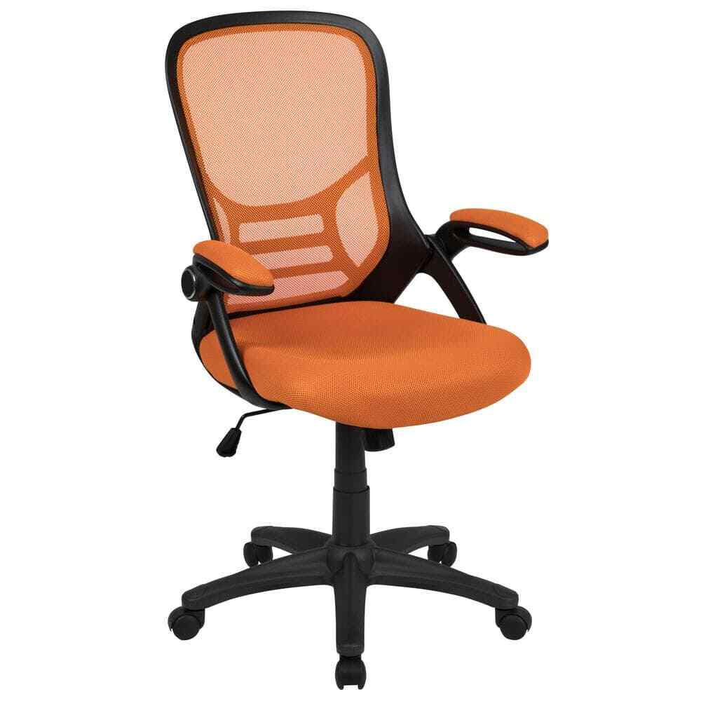 Porter High Back Mesh Swivel Ergonomic Office Chair in Orange w/Flip-Up Arms