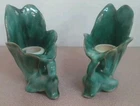Pair of Stangl Candle Holders Terra Rose  4-1/2” Tall Vintage USA