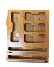 Foil & Plastic Wrap Organizer Bamboo Ziploc Bag Organizer 6 In 1 Aluminum Foil