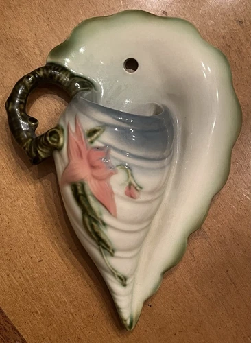 Vintage Hull Pottery Woodland Shell Wall Pocket, W13-7 1/2, 2 Available