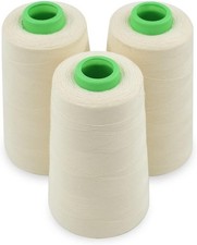 Raw White All Purpose Cotton Thread - 3 Spools, 40/2 Connecting Threads for