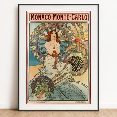 Alphonse Mucha Druck - Monaco Monte Carlo Vintage Poster Galerie Wandbild