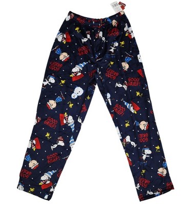 Peanuts Pajama Pants Mens Large Multi Snoopy Charlie Brown Fleece