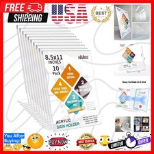 Acrylic Sign Holder 8.5 x 11 Inches Slanted Back, Clear Plastic Sign Holder P...