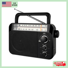 TR604 AM FM Radio,Portable Radio Plug in Wall,D Battery Operated,Large Dial,High