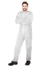 White Disposable Coveralls Polypropylene PPE Suits 25 Count 66 in Large