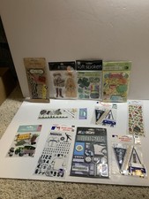 Lot of 11 Scrapbook Supplies/Stickers Various Brands Sizes Mixed Themes Sports