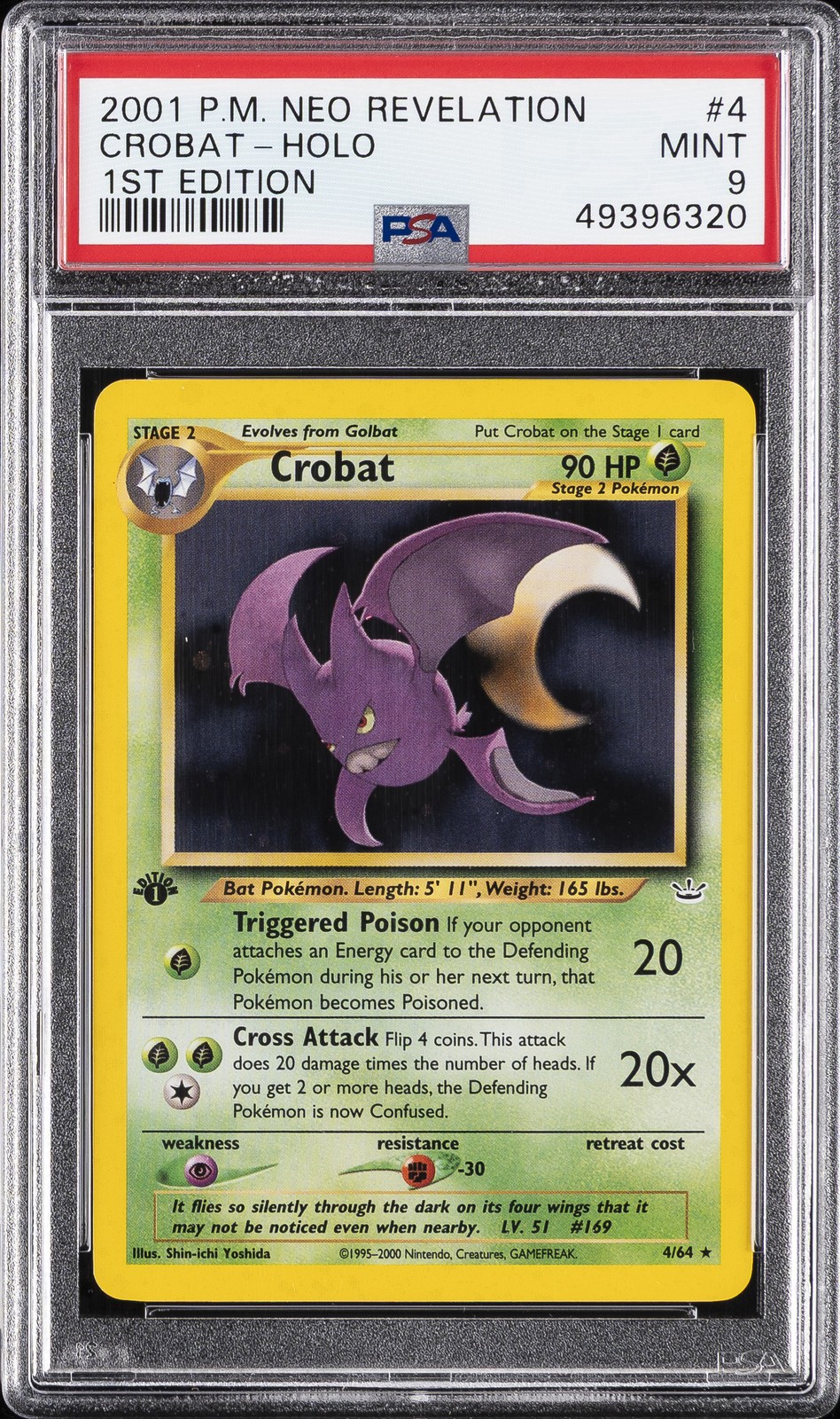 2001 POKEMON NEO REVELATION 1ST ED #4 CROBAT-HOLO PSA 9