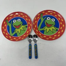 Muppets Kermit the Frog Plates With Spoons Zak Designs Vintage