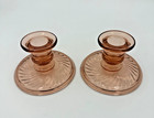 2 Vintage Pink Depression Glass Candle Holders — photo 1