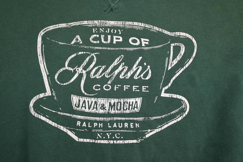 Sudadera Polo Ralph Lauren "Ralph's Coffee" Logo en Verde y Blanco Talla Mediana Foto 4 de 4