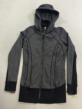 Lululemon Daily Practice Jacket Heathered Herringbone Black Women  s 10 Hooded