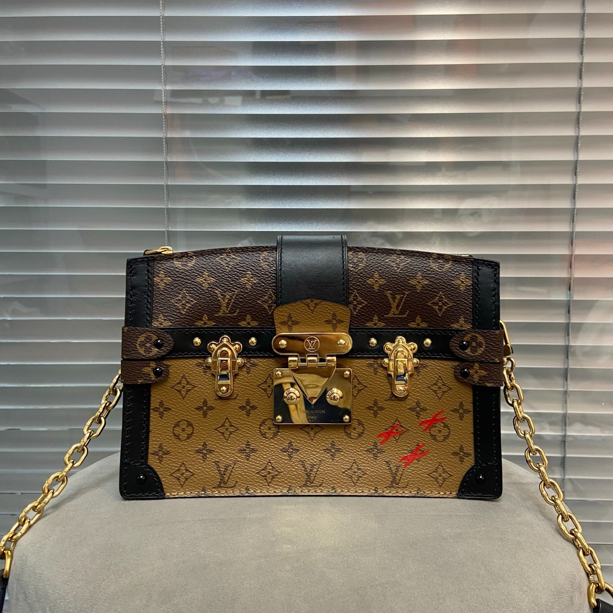 Louis Vuitton Trunk Clutch Reverse Monogram Chain Shoulder Bag