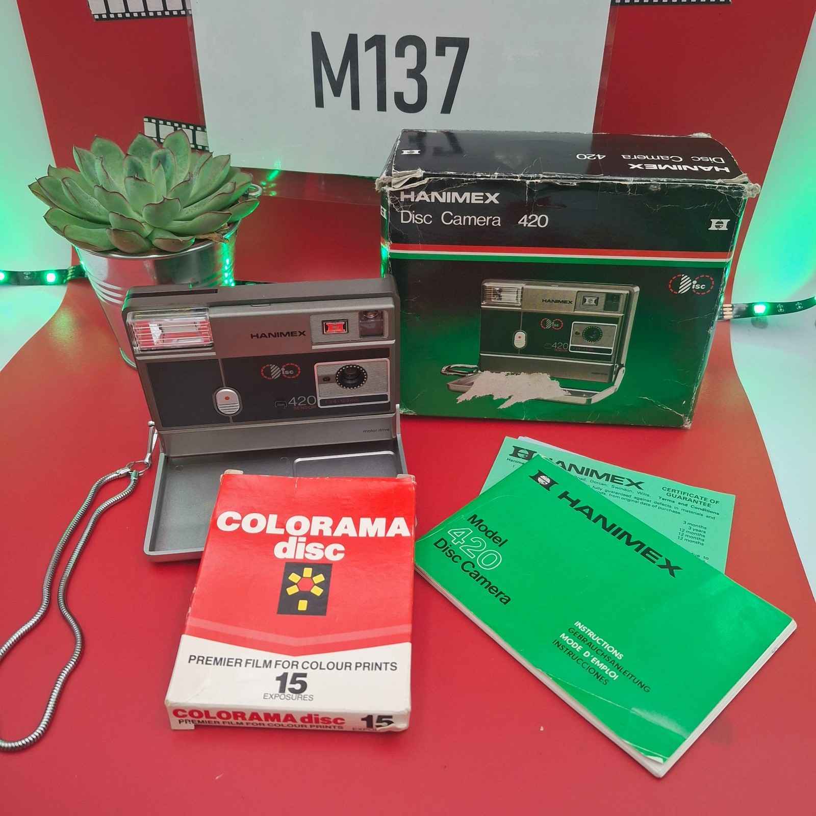 Hanimex 420 Sensor Disc Motor Drive Camera + Unused 15exp Film Disc. (refB.D)