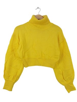 NAKED WARDROBE Rollkragenpullover Damen Pullover Gr. DE 36 blassgelb Casual-Look