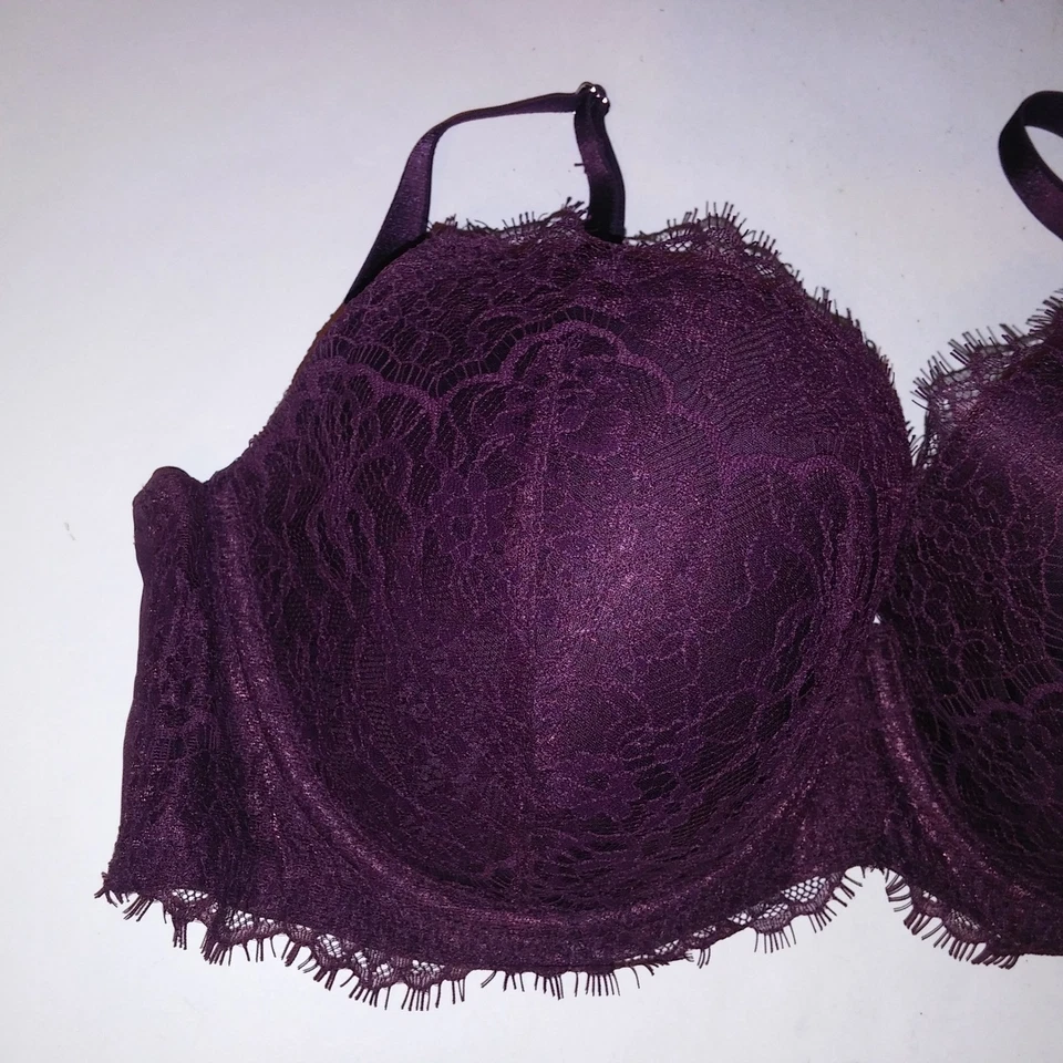Victoria Secret Bra 38D Dream Angels Lined Demi Plum Purple Underwire - Image 3 of 4