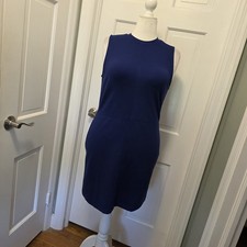 NWT LOFT Sleeveless Blue Ponte Knit Sheath Dress Size Large, Ret. $74.99