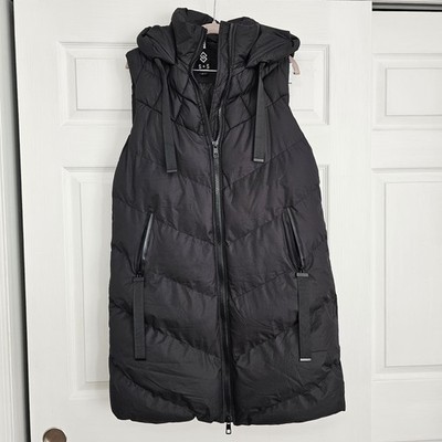 Saint and Sinner Puffer Vest Womans Large Black Full Zip Pockets Sleeveless New