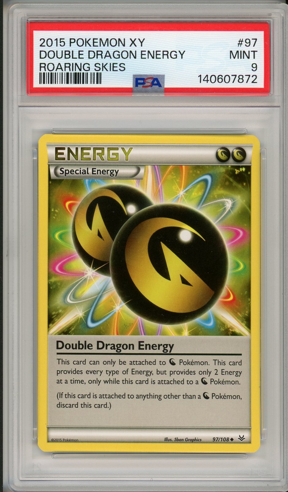 2015 Pokemon XY Roaring Skies Double Dragon Energy #97 PSA 9