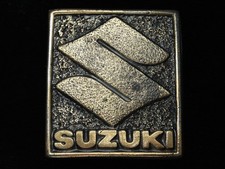 QC09151 VINTAGE 1975  SUZUKI  MOTORCYCLES BRASSTONE BELT BUCKLE