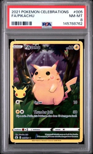 2021 POKEMON CELEBRATIONS #005 FULL ART/PIKACHU PSA 8
