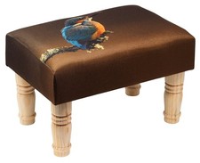 Kingfisher Bird Print Upholstered Cushioned Footstool Foot Rest