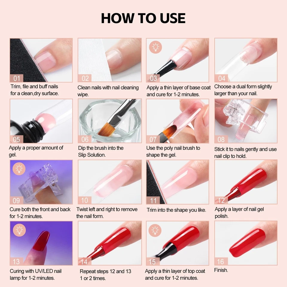 Kit de esmalte de uñas en gel con luz de lámpara UV extensión de polietileno juego de herramientas de manicura Foto 3 de 4