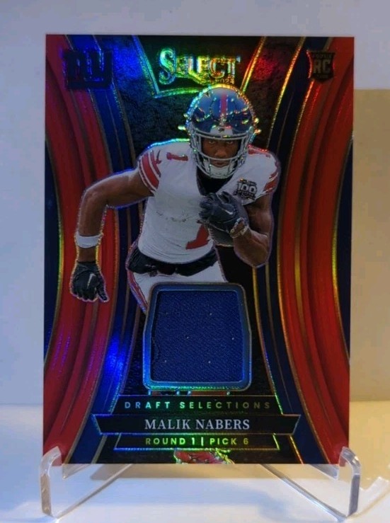 2024 Select Draft Selection Memorabilia Malik Nabers RC #DSM-MNS Red NY Giants
