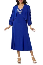 Antthony Women's 2-piece Soutache Midi Dress & Shrug Set Blue