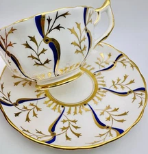 Vintage Royal Chelsea “Regal” Enamel Cobalt Gold Cup & Saucer; England Teacup