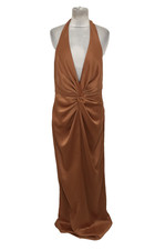 Pretty Little Thing Women's Dress Size 12 Copper Twist Front Halterneck New
