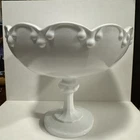 Vintage Indiana Milk glass Compote Pedestal  Dish Teardrop Bowl 7.5"x8"