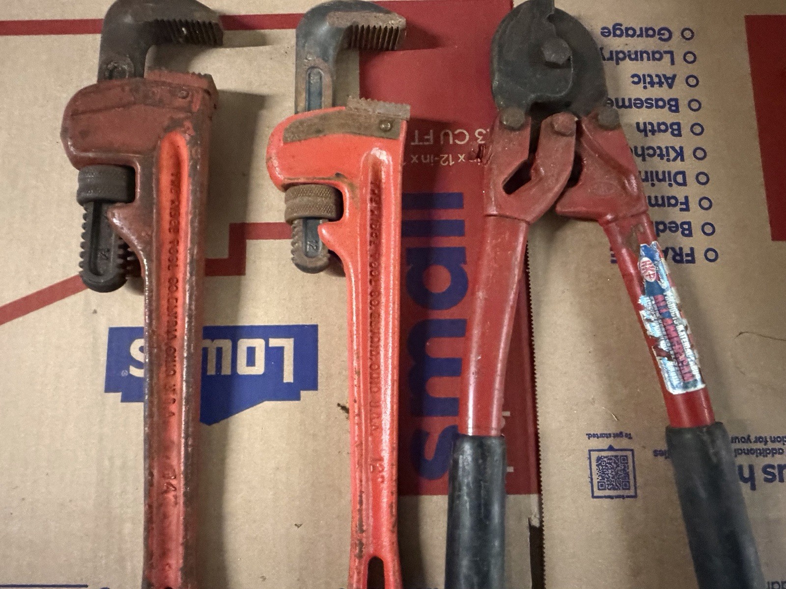 RIDGID 12 / 14 Inch Heavy Duty Straight Pipe Wrench Pair Lot of 2 USA Plumbing