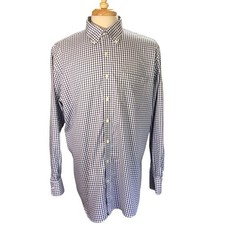 Peter Millar Dress Shirt Size XL Nanoluxe Easy Care Blue and White Check