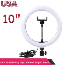 10" LED SMD Ring Light Kit with Stand Dimmable for Makeup Phone Holder Camera