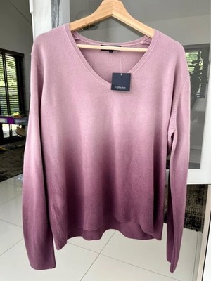 Debenhams BNWT UK 22 Purple Ombre V Neck Jumper Plus Size Knit Sweater
