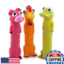 CHIWAVA 3pk 9" Squeaky Latex Dog Toys: Pig, Chicken, Frog for Fetch Play