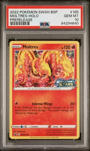 Moltres SWSH185 Brilliant Stars Prerelease Promo PSA 10